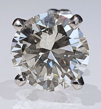 Vintage 1950s Diamond Solitaire Stud Earrings, 3.77 carat total