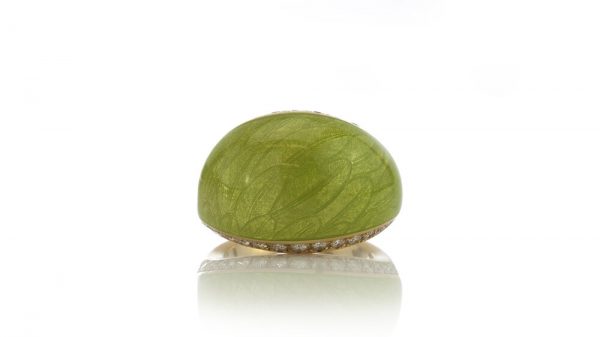 Fabergé Green Enamel, Diamond, 18ct Gold Limited Edition Domed Cocktail Ring