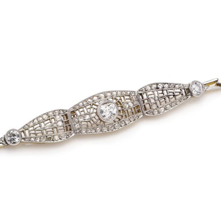 Edwardian Antique 1.35ct Old Cut Diamond Bracelet old European and Rose Cut Diamonds