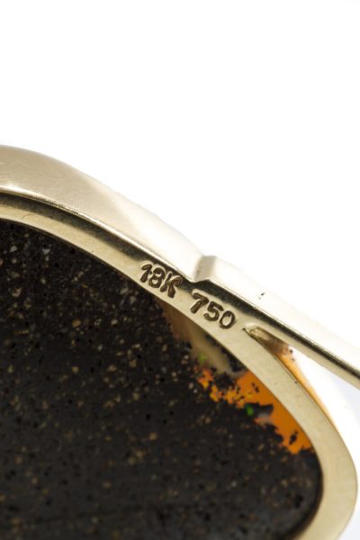 Vintage 25.00ct Opal Pendant in 18ct Yellow Gold; striking 25 carat opal of cushioned diamond shaped form, in 18ct yellow gold, Circa 1950-1970s