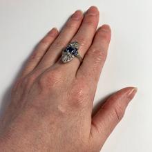 Vintage French Sapphire, Diamond and Platinum Cocktail Ring