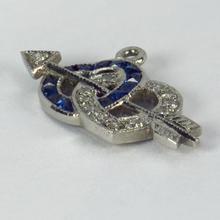 Sapphire, Diamond and Platinum Hearts and Cupids Arrow Charm Pendant