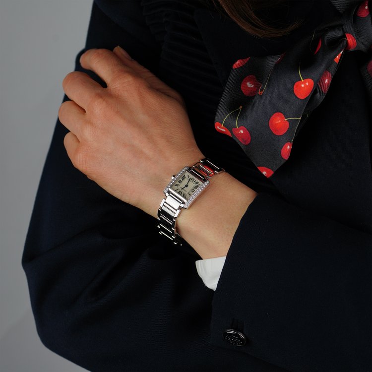 Cartier Tank Francaise 18ct White Gold Watch with Diamonds