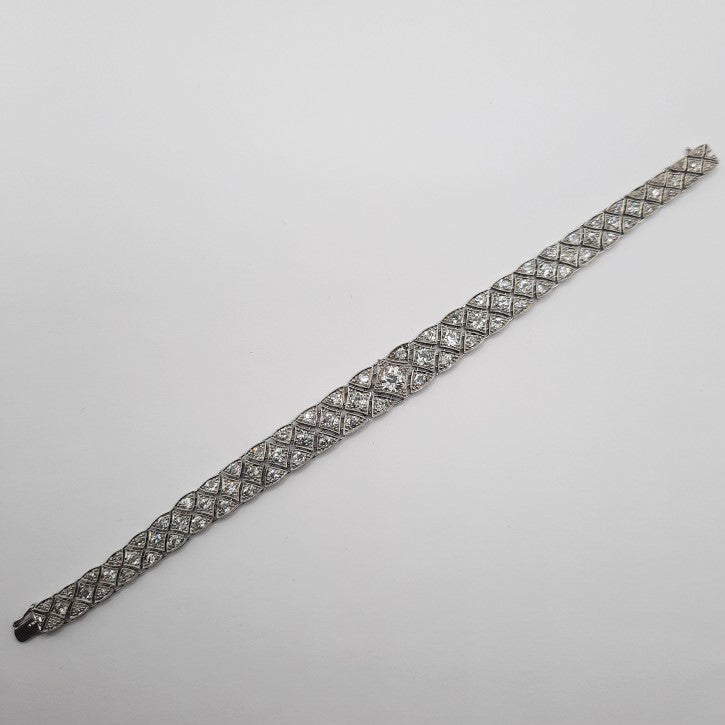 Art Deco Articulated 8.5ct Diamond Bracelet in Platinum