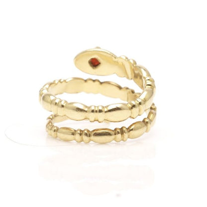 Vintage 18ct Yellow Gold Snake Ring with Garnet, Circa 1989
