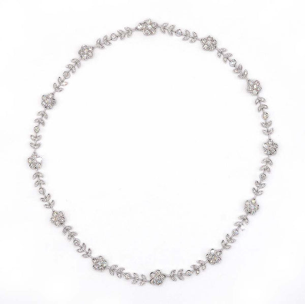 Vintage Italian 6.5ct Diamond Flower Cluster Collar Necklace, G VVS, delicate foliage and daisy flowers combination set with 180 fine quality brilliant-cut diamonds in 18ct white gold. Circa 1990
