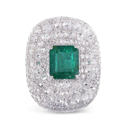 Zambian Emerald and Diamond Dress Ring, 12.09 carat total, 18ct Gold