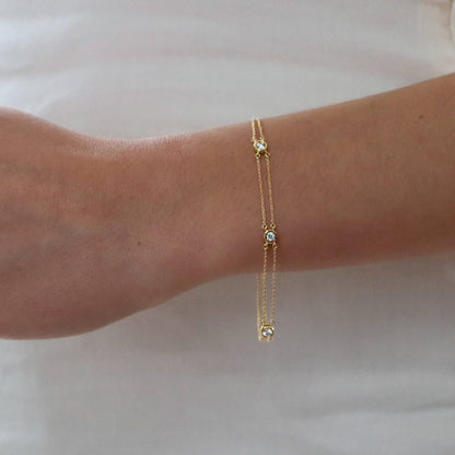 Three Diamond Chain Bracelet, 0.29ct