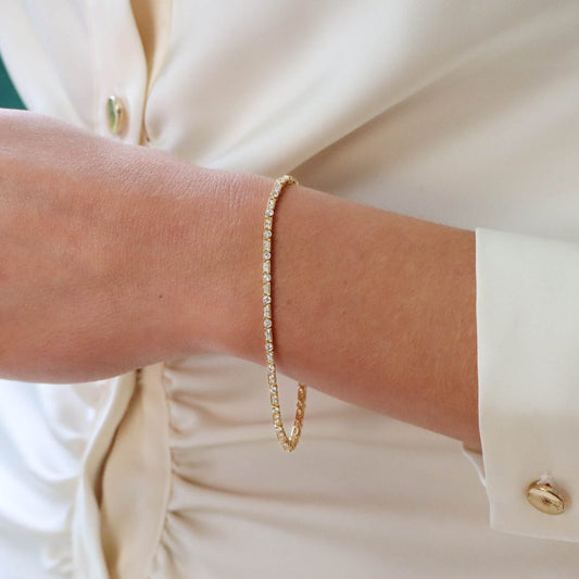 Art Deco Inspired Diamond Line Bracelet In 18 Carat Yellow Gold