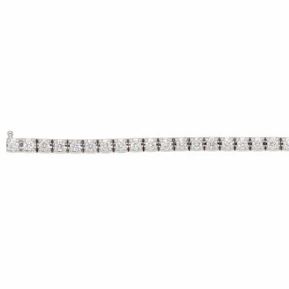 A white gold diamond line bracelet, on a white background
