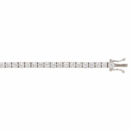 A white gold diamond line bracelet, on a white background