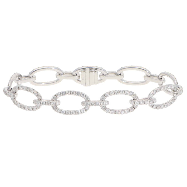 Contemporary Diamond Fancy Link Bracelet in White Gold