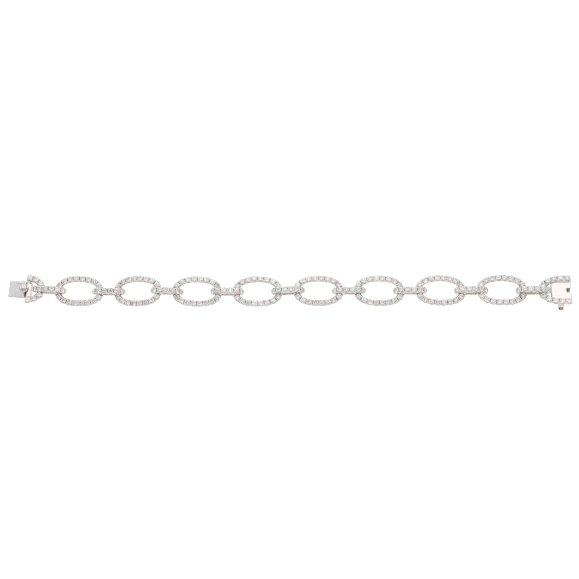 Contemporary Diamond Fancy Link Bracelet in White Gold
