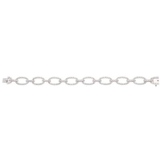Contemporary Diamond Fancy Link Bracelet in White Gold
