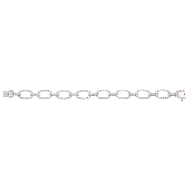 Contemporary Diamond Fancy Link Bracelet in White Gold