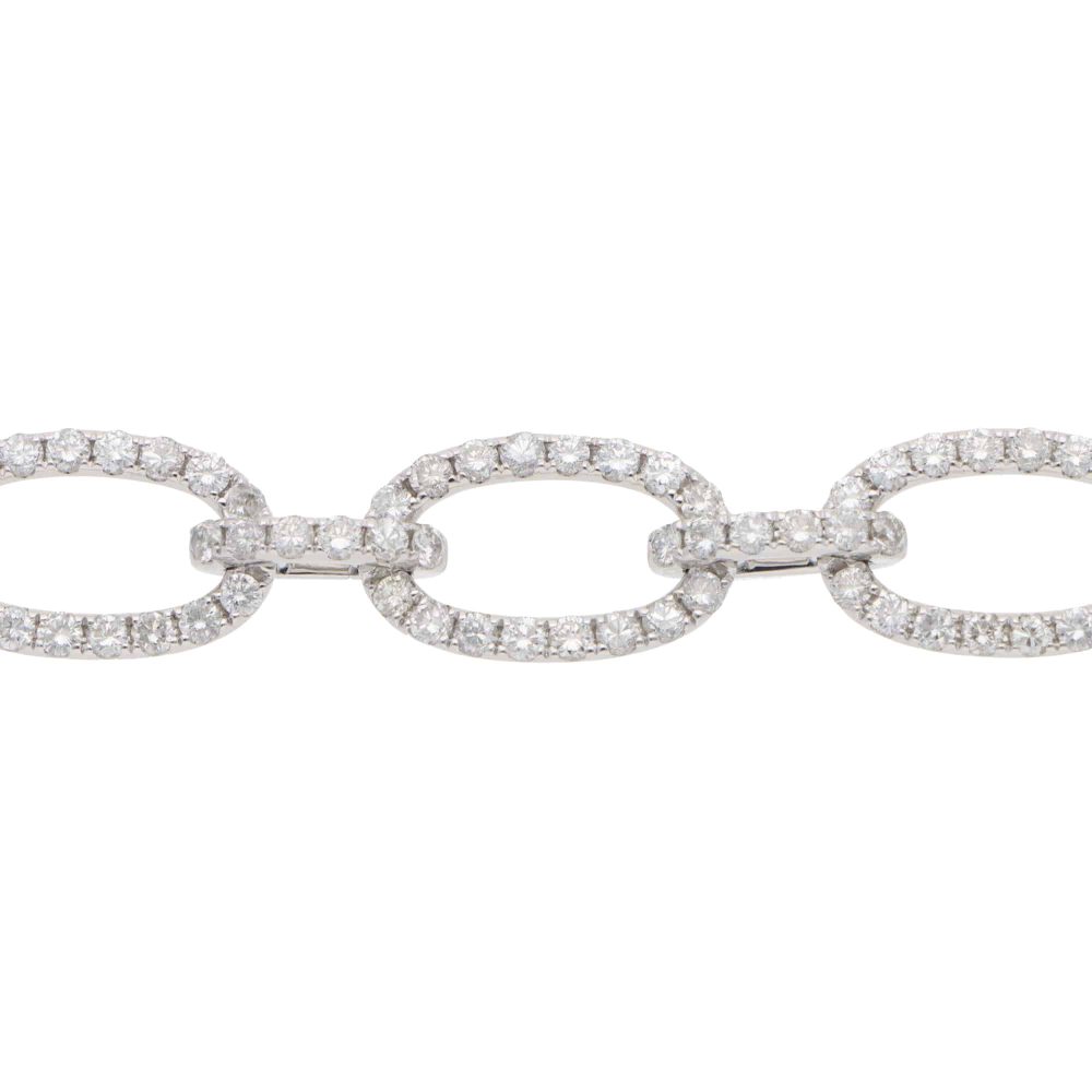 Contemporary Diamond Fancy Link Bracelet in White Gold