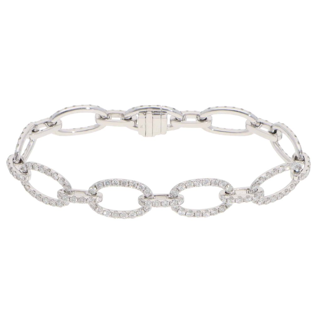 Contemporary Diamond Fancy Link Bracelet in White Gold