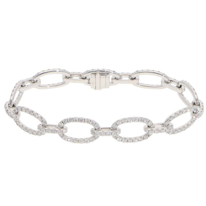 Contemporary Diamond Fancy Link Bracelet in White Gold
