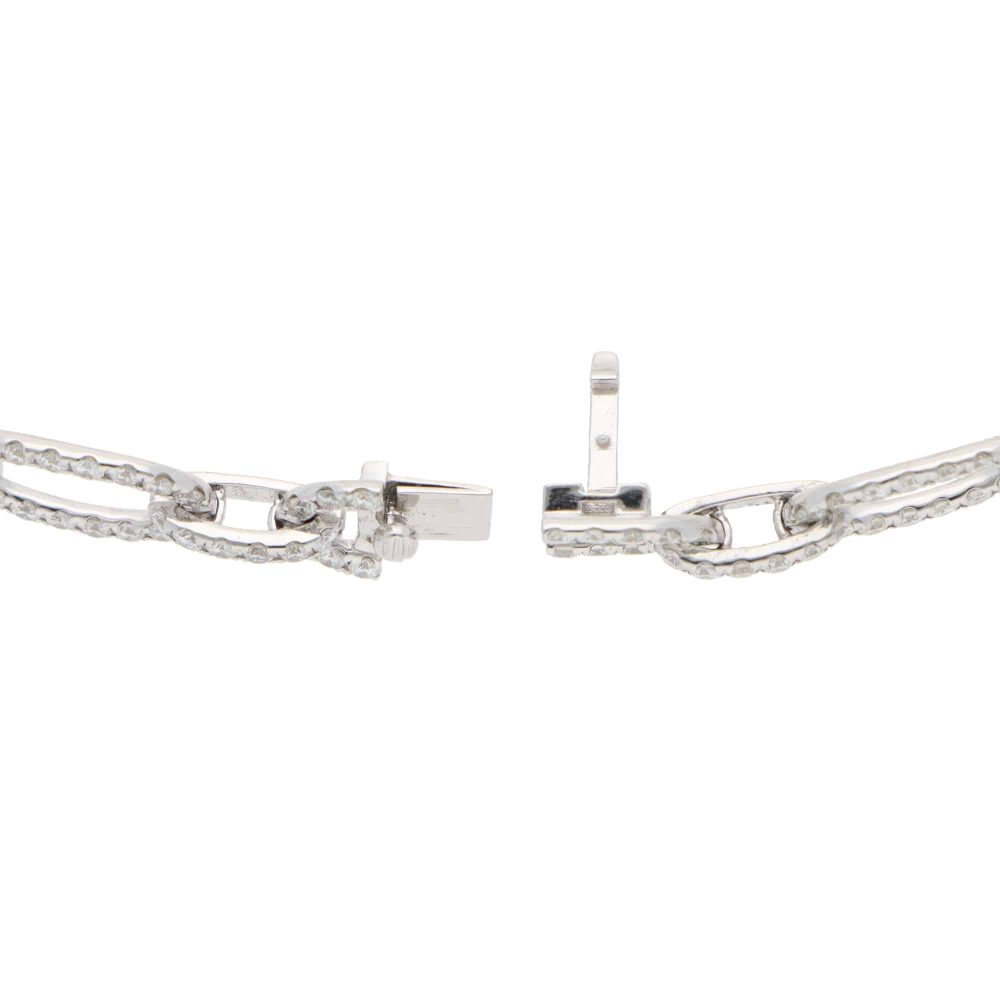 Contemporary Diamond Fancy Link Bracelet in White Gold