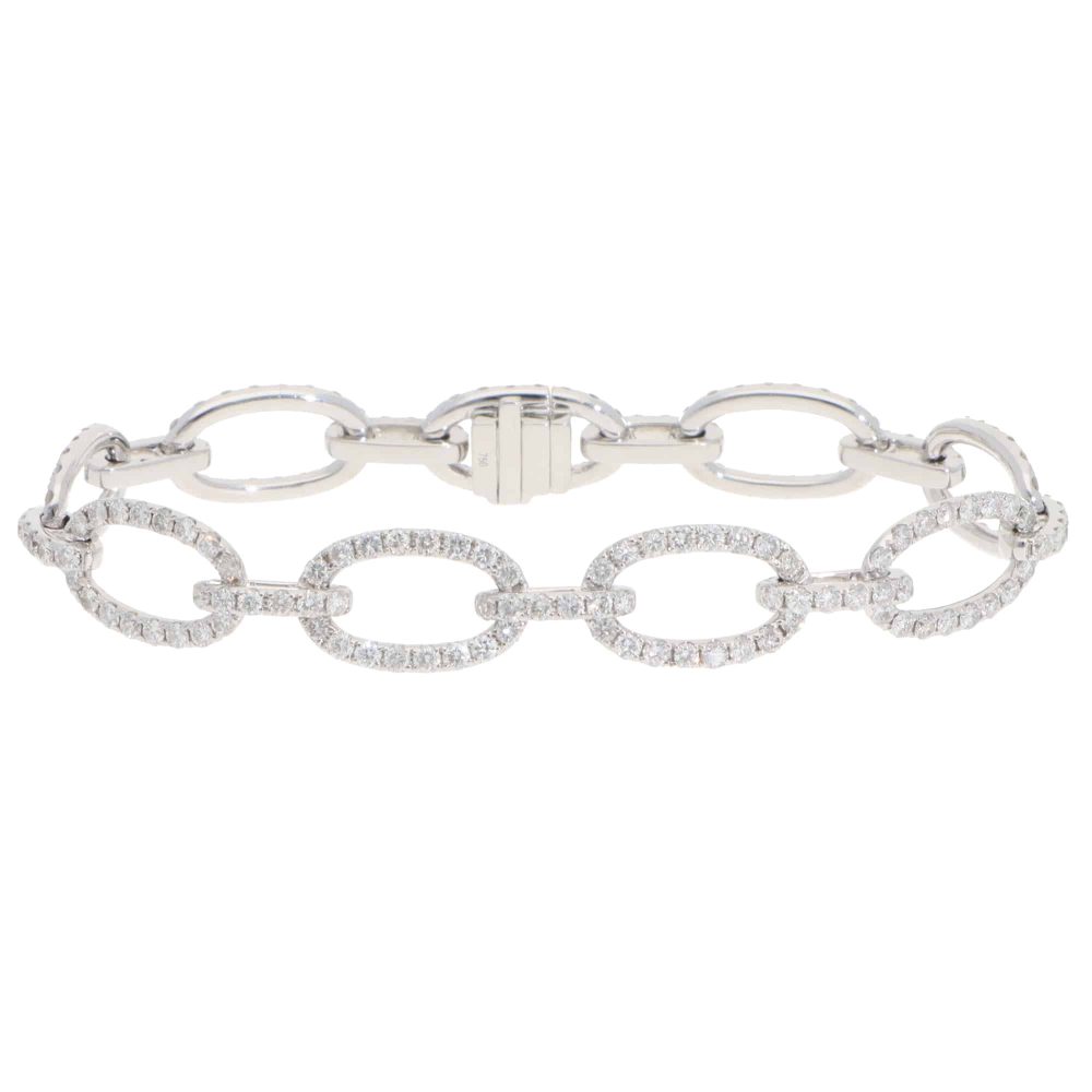 Contemporary Diamond Fancy Link Bracelet in White Gold
