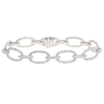 Contemporary Diamond Fancy Link Bracelet in White Gold