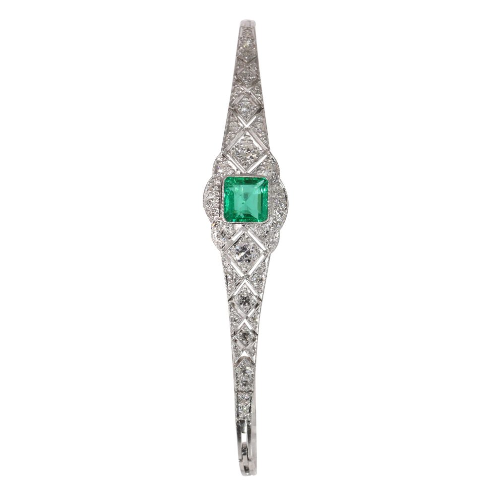 Art Deco Emerald and Diamond Bracelet in Platinum