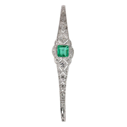 Art Deco Emerald and Diamond Bracelet in Platinum