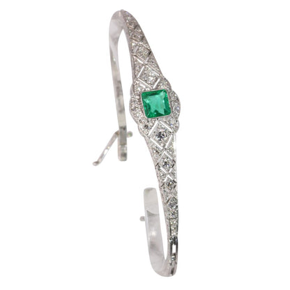 Art Deco Emerald and Diamond Bracelet in Platinum