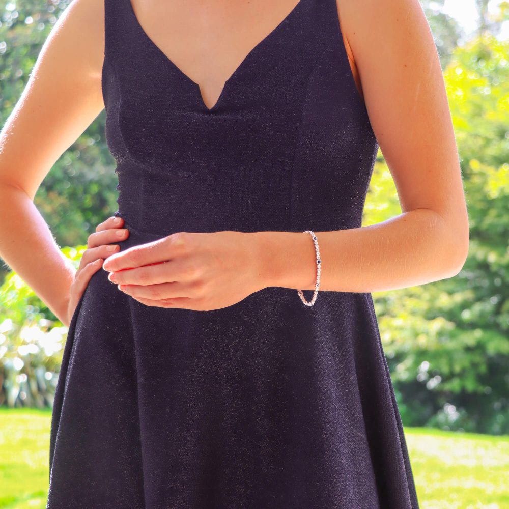 Modern Sapphire and Diamond Line Bracelet, 1.74 carats