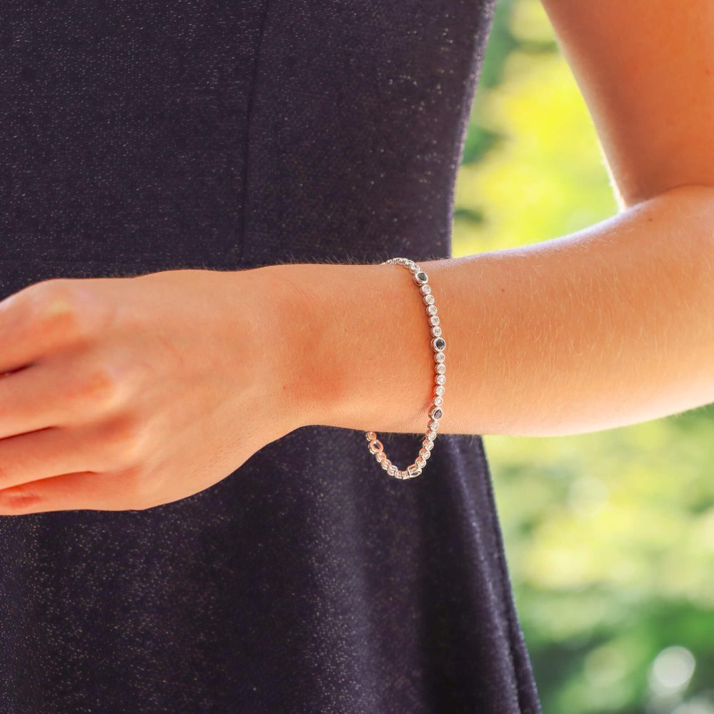 Modern Sapphire and Diamond Line Bracelet, 1.74 carats