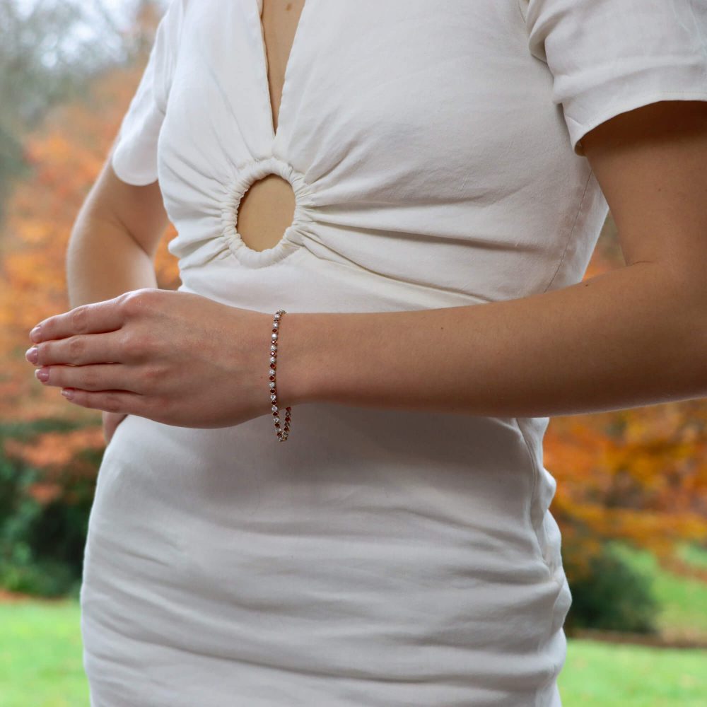 Contemporary Ruby and Diamond Line Tennis Bracelet