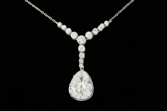 Vintage Art Deco Old cut Pear diamond necklace 2-3 carats 