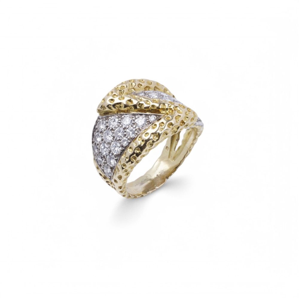 Kutchinsky Diamond Wide Band Ring In 18 Carat Yellow Gold