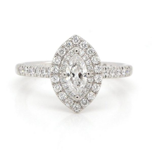 Marquise Cut Diamond Cluster Ring in Platinum, 0.32 carats Certified
