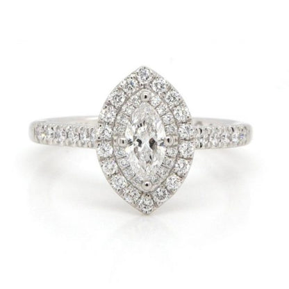 Marquise Cut Diamond Cluster Ring in Platinum, 0.32 carats Certified