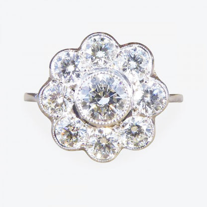 Contemporary Diamond Daisy Cluster Ring in Platinum, 1.70 carat total