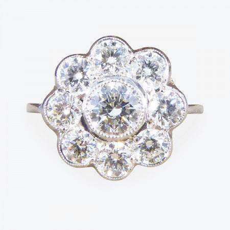 Contemporary Diamond Daisy Cluster Ring in Platinum, 1.70 carat total