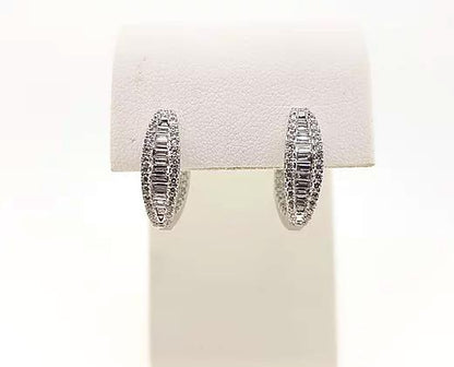 Baguette Diamond Hoop Earrings, 1.25 carat total, set in 18ct White Gold