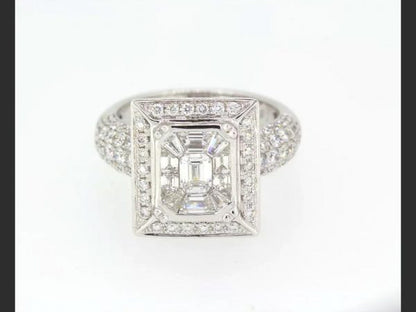 Art Deco Style Diamond Cluster Ring, totaling 3.14 carats