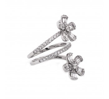 Modern Diamond and White Gold Flower Twist Ring, 1.19 carat total