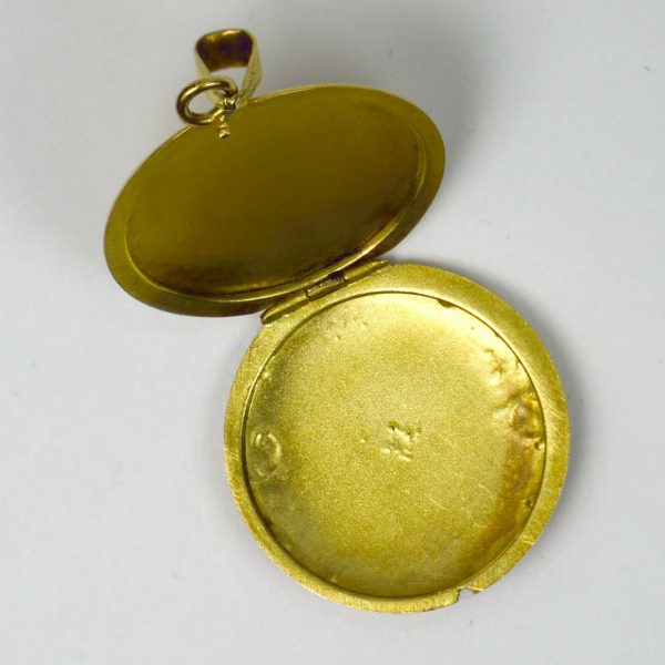 Purple Enamel and 18ct Yellow Gold Locket Pendant