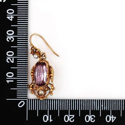 Antique Georgian Amethyst and Pearl Drop Earrings