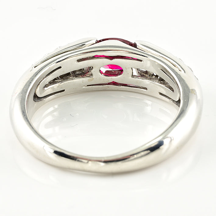 Vintage Bvlgari 0.55ct Ruby and Diamond Engagement Ring in 18ct White Gold