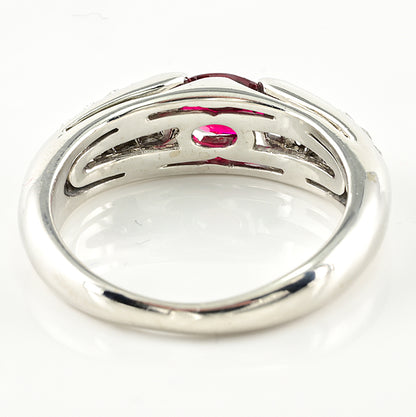 Vintage Bvlgari 0.55ct Ruby and Diamond Engagement Ring in 18ct White Gold
