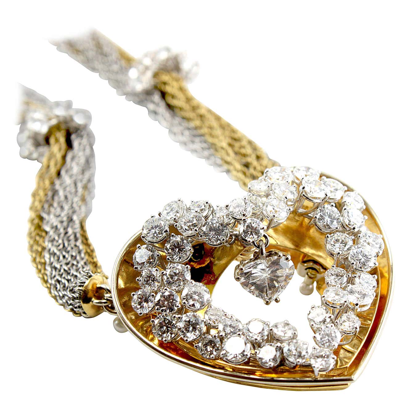 Diamond and 18ct Gold Heart Pendant by ME Riedel, over 10 carats