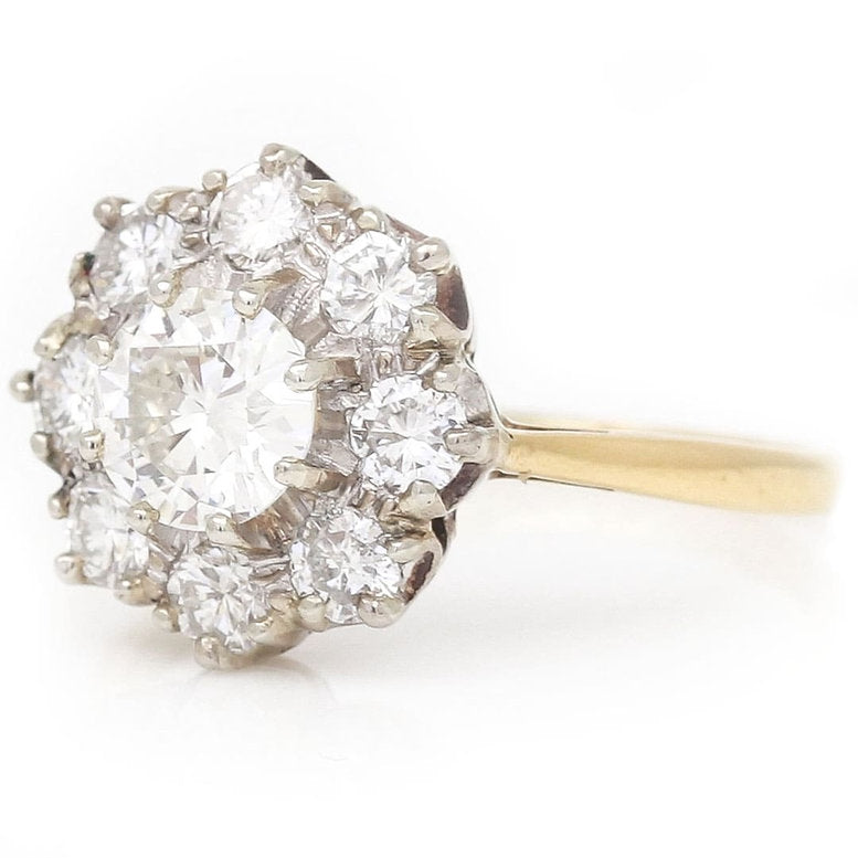 Vintage Diamond Floral Cluster Ring, 1.60 carats