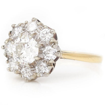 Vintage Diamond Floral Cluster Ring, 1.60 carats