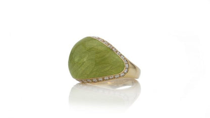 Fabergé Green Enamel, Diamond, 18ct Gold Limited Edition Domed Cocktail Ring