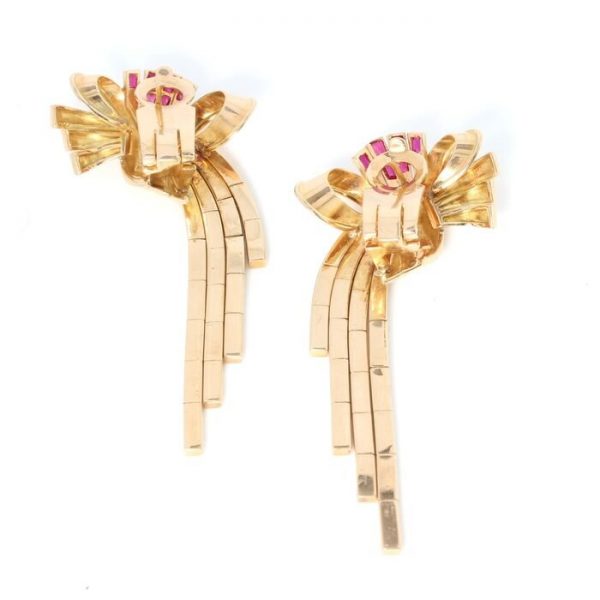 Vintage 18ct Yellow Gold Drop Earrings with Rubies