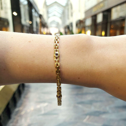 Ruby Set 18ct Yellow Gold Chain Link Bracelet